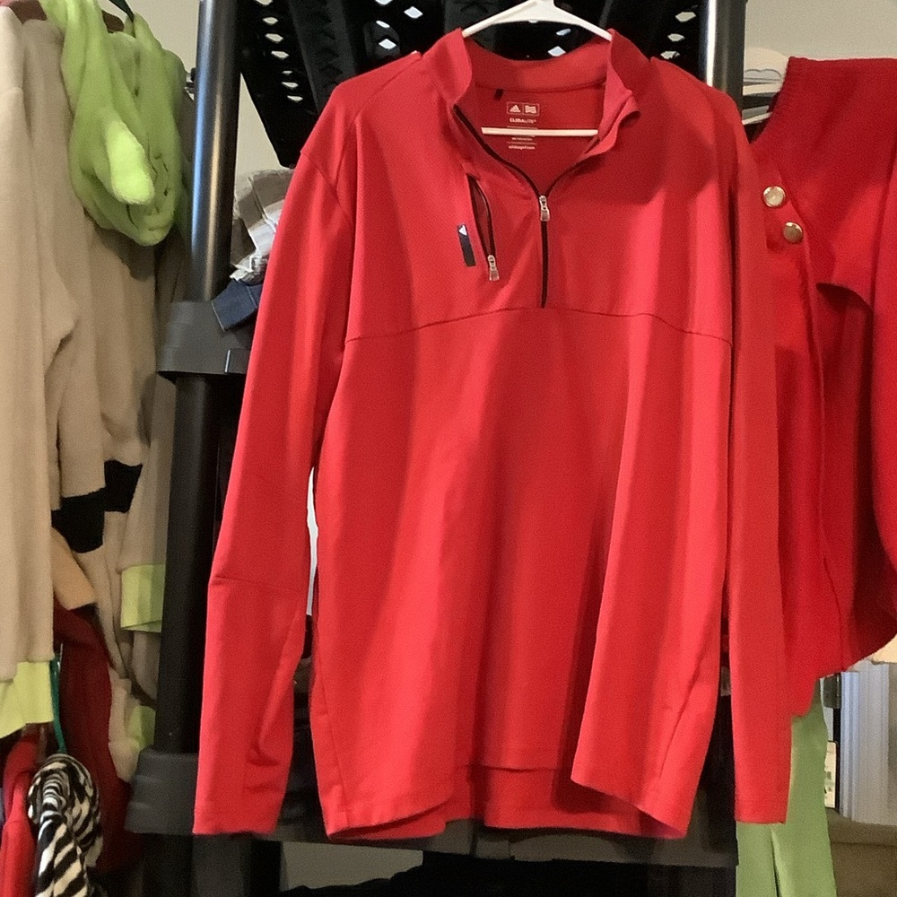 Adidas golf Men's Bold Red , 1/4 zip climalite pullover